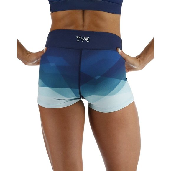 Tyr Base Kinetic Women's High-Rise 2" Shorts Forge Blue Multi - Picture 3 of 10